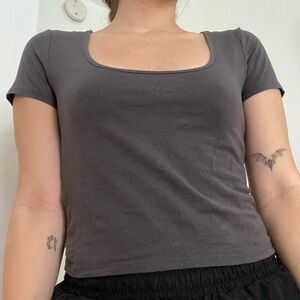 H&M Gray Fitted Short Sleeve T-Shirt